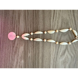 Women's Unbranded White Pink Beaded Necklace One Size